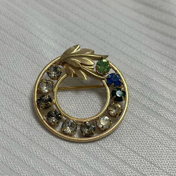 Vintage DeC Brooch 1/20 14k Gold Filled Rhinestone Brooch - Picture 2 of 6